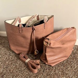 Women Faux Leather Multi-way Shoulder Bag 2 Pcs!